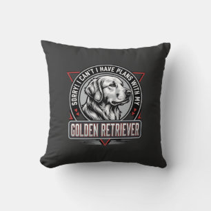 Golden Retriever Plans Dog Badge Design Throw Pillow