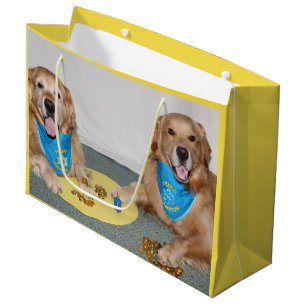 Golden Retriever Playing Dreidel Hanukkah Large Gift Bag