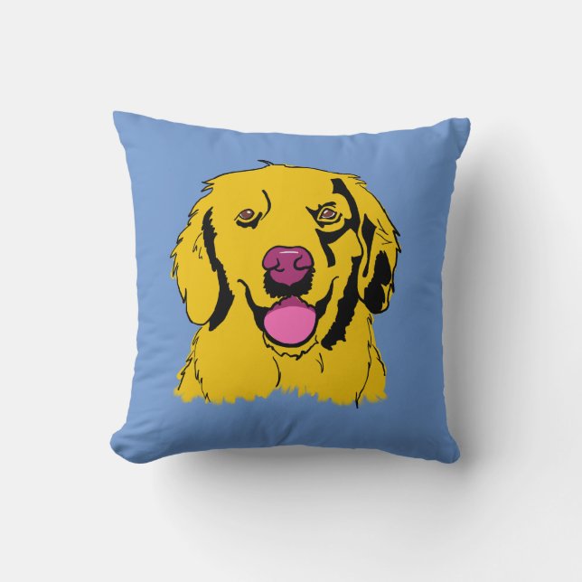 Golden Retriever Pop Art Throw Pillow (Front)