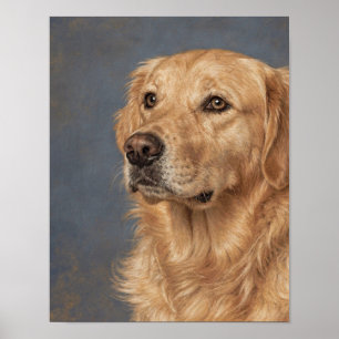 Golden Retriever Portrait in Blue Gray and Warm Go Poster