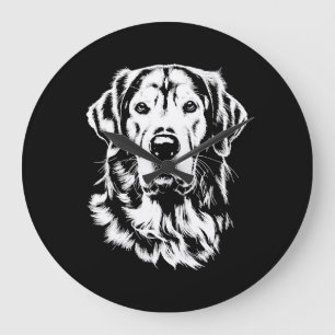 Golden Retriever Portrait Minimalist Apparel Large Clock