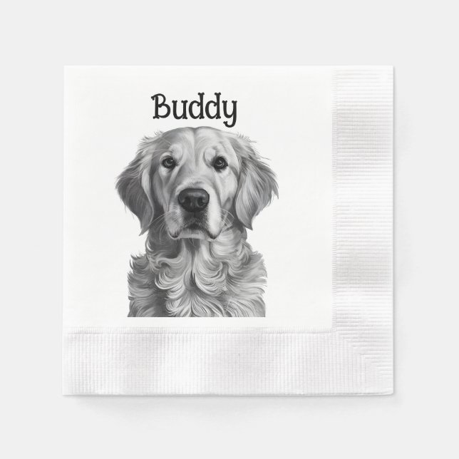 Golden Retriever Portrait Napkins (Front)
