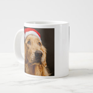 Golden Retriever posing for his Christmas Large Coffee Mug