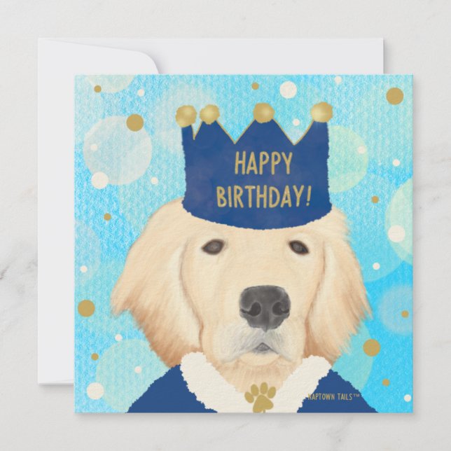 Golden Retriever Prince Birthday Note Card (Front)