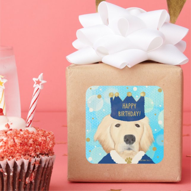 Golden Retriever Prince Birthday Sticker (Party)