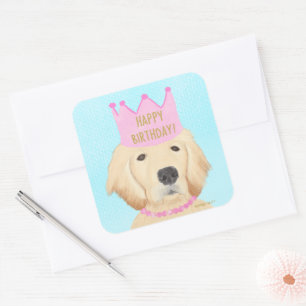 Golden Retriever Princess Birthday Sticker