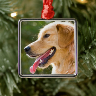 Golden Retriever Profile With Tongue Out Metal Ornament