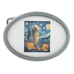 Golden Retriever Pumpkin Starry Night Dog Mom Van Belt Buckle