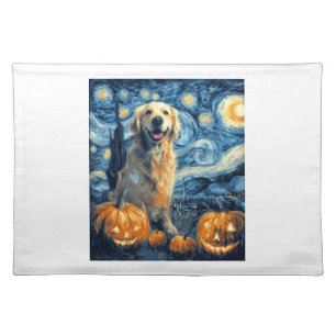Golden Retriever Pumpkin Starry Night Dog Mom Van Cloth Placemat