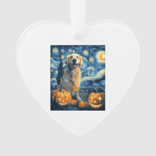 Golden Retriever Pumpkin Starry Night Dog Mom Van  Ornament