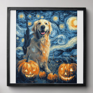 Golden Retriever Pumpkin Starry Night Dog Mom Van Peel And Stick Photo Tile