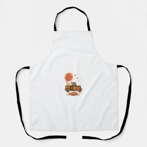 Golden Retriever Pumpkin Truck Autumn Leaf Fall th Apron