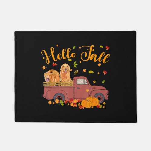 Golden Retriever Pumpkin Truck Hello Fall Doormat