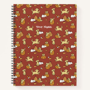 Golden Retriever Pumpkins Pattern Spiral Notebook