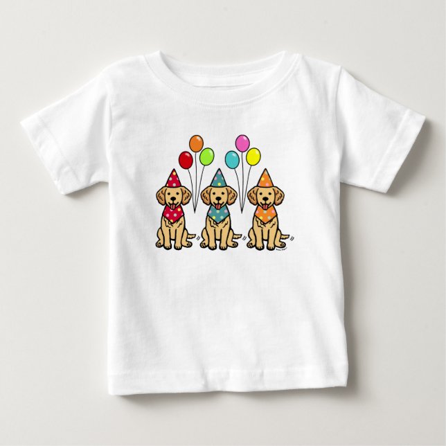 Golden Retriever Puppies Birthday Baby T-Shirt (Front)