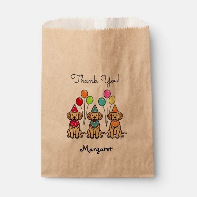 Golden Retriever Puppies Birthday Favor Bags (Front)