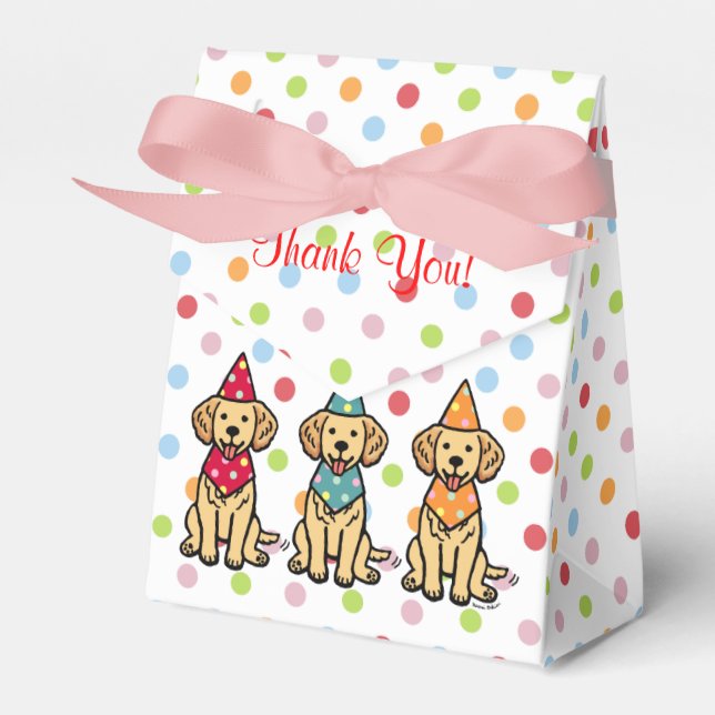 Golden Retriever Puppies Birthday Favor Boxes (Front Side)