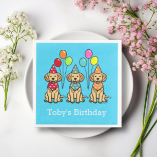 Golden Retriever Puppies Birthday Paper Napkins
