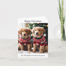 Golden Retriever Puppies Christmas Card