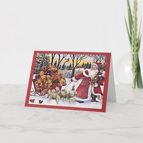 Golden Retriever Puppies Christmas Card SantaBears