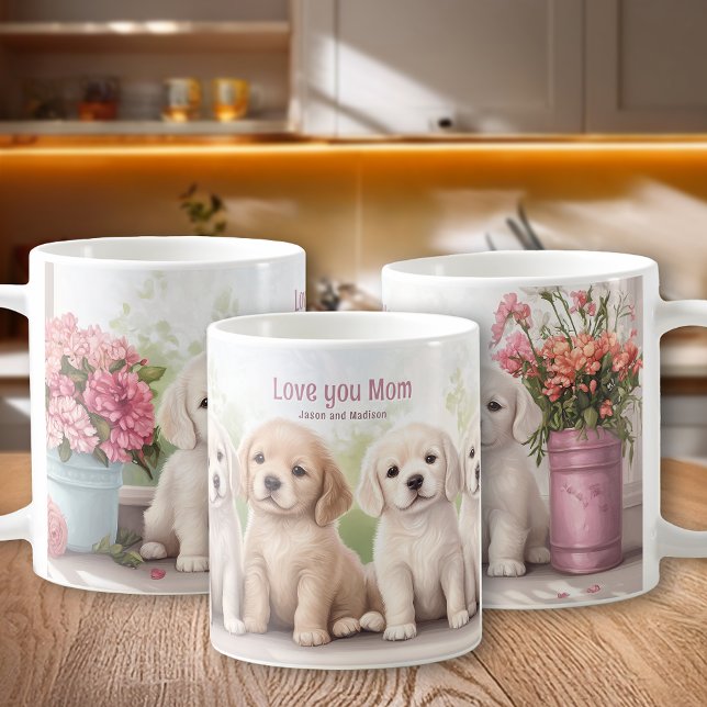 Golden Retriever Puppies Love You Mom Mother's Day Coffee Mug (Golden Retriever Puppies Love You Mom Mother's Day Coffee Mug)