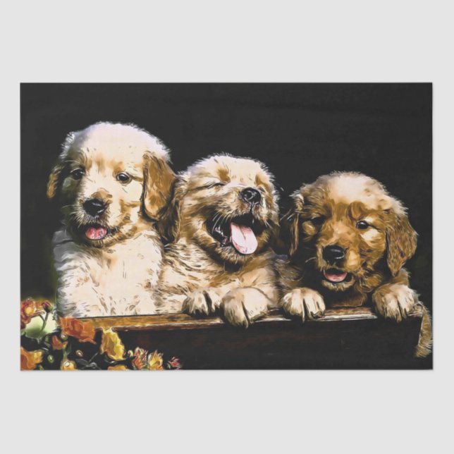 Golden Retriever Puppies Tissue Paper (Front)