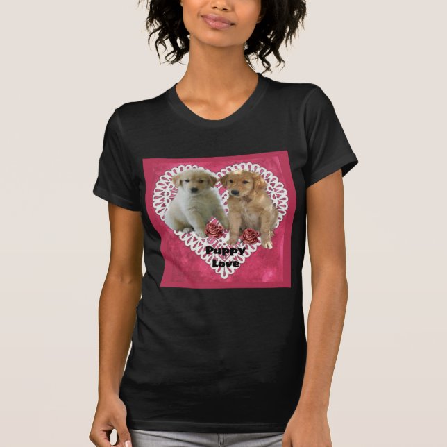 Golden Retriever Puppies Valentines T-Shirt (Front)