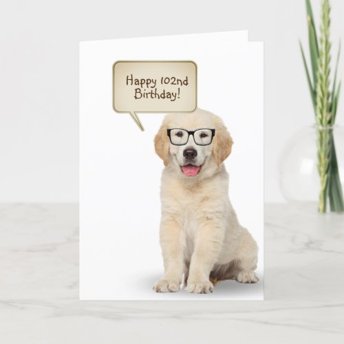 Golden Retriever Puppy 102nd Birthday  Card