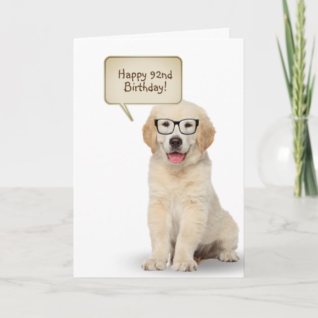Golden Retriever Puppy 92nd Birthday  Card (Front)