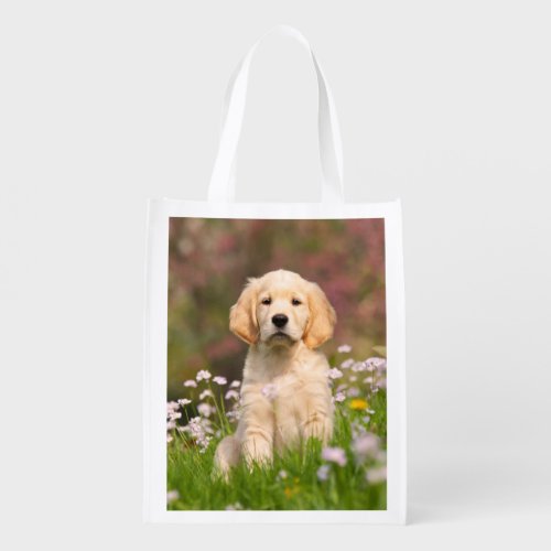 Golden Retriever puppy a cute Goldie Reusable Grocery Bag