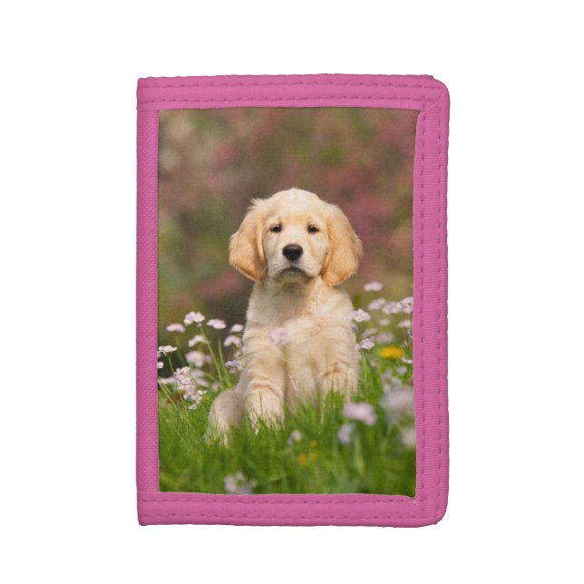 Golden Retriever puppy a cute Goldie Tri-fold Wallet (Front Vertical)