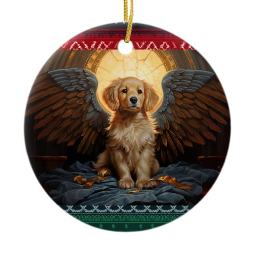 Golden Retriever puppy Angel Ceramic Ornament