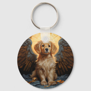 Golden Retriever puppy Angel Keychain