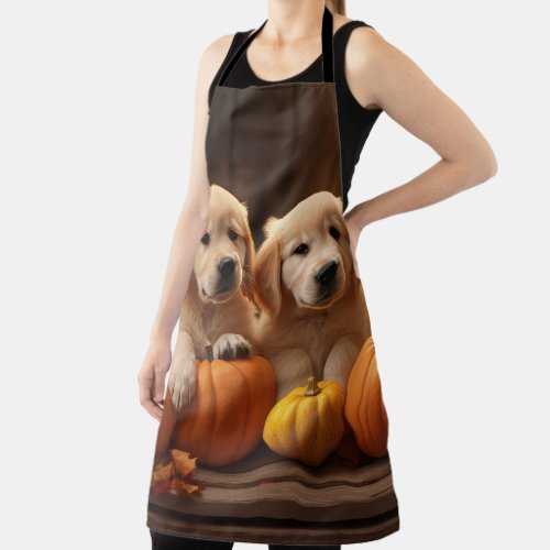 Golden Retriever Puppy Autumn Delight Pumpkin  Apron