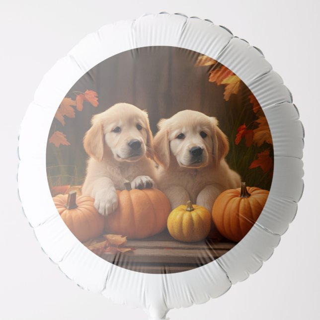 Golden Retriever Puppy Autumn Delight Pumpkin  Balloon (Front)