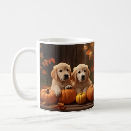 Golden Retriever Puppy Autumn Delight Pumpkin  Coffee Mug