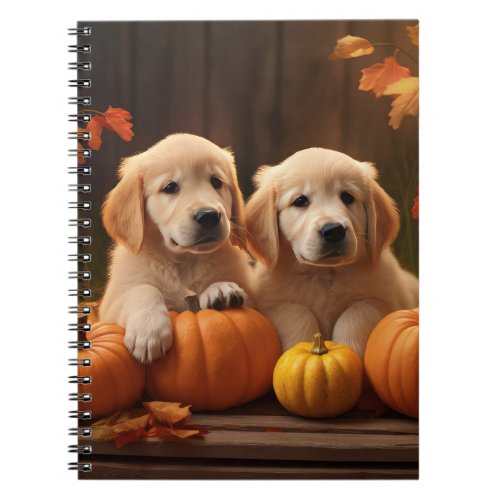 Golden Retriever Puppy Autumn Delight Pumpkin  Notebook