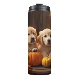 Golden Retriever Puppy Autumn Delight Pumpkin Thermal Tumbler