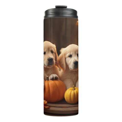 Golden Retriever Puppy Autumn Delight Pumpkin  Thermal Tumbler