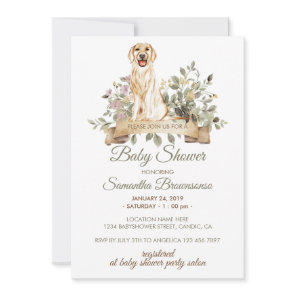 Golden Retriever Puppy Baby Shower Invitation