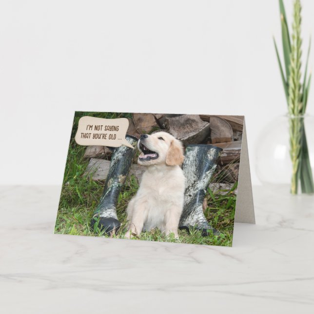 Golden Retriever Puppy Birthday Humor Card (Front)