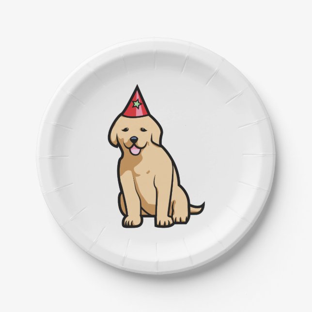 Golden Retriever Puppy Birthday Paper Plates (Front)