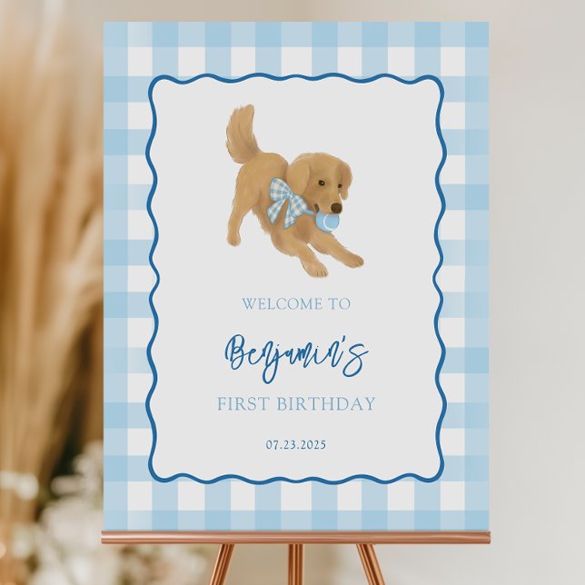 Golden Retriever Puppy Birthday Party Welcome Foam Board (Creator Uploaded)