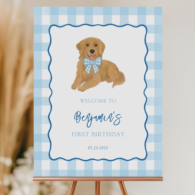 Golden Retriever Puppy Birthday Party Welcome Foam Board (Creator Uploaded)