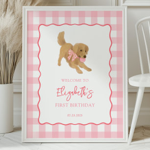 Golden Retriever Puppy Birthday Party Welcome Poster