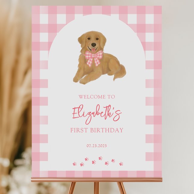 Golden Retriever Puppy Birthday Party Welcome Sign (Creator Uploaded)