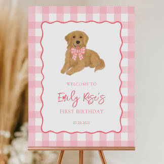 Golden Retriever Puppy Birthday Party Welcome Sign