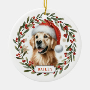 Golden Retriever Puppy Ceramic Circle Ornament