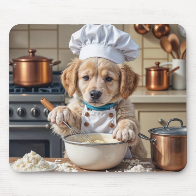 Golden Retriever Puppy Chef Mouse Pad (Front)