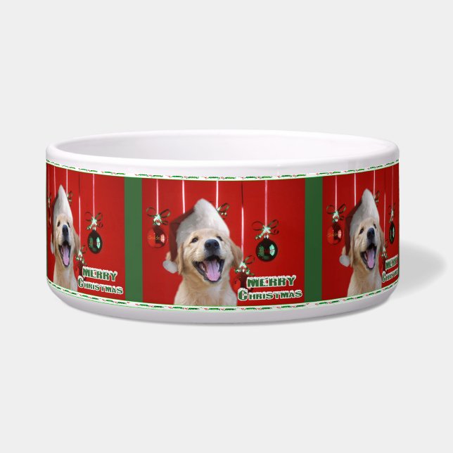 Golden Retriever Puppy Christmas Bowl (Front)